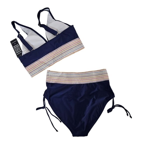 BLMJ Womens High Waisted Bikini Set Tummy Control Color Block Two Piece Size Med - Picture 4 of 9